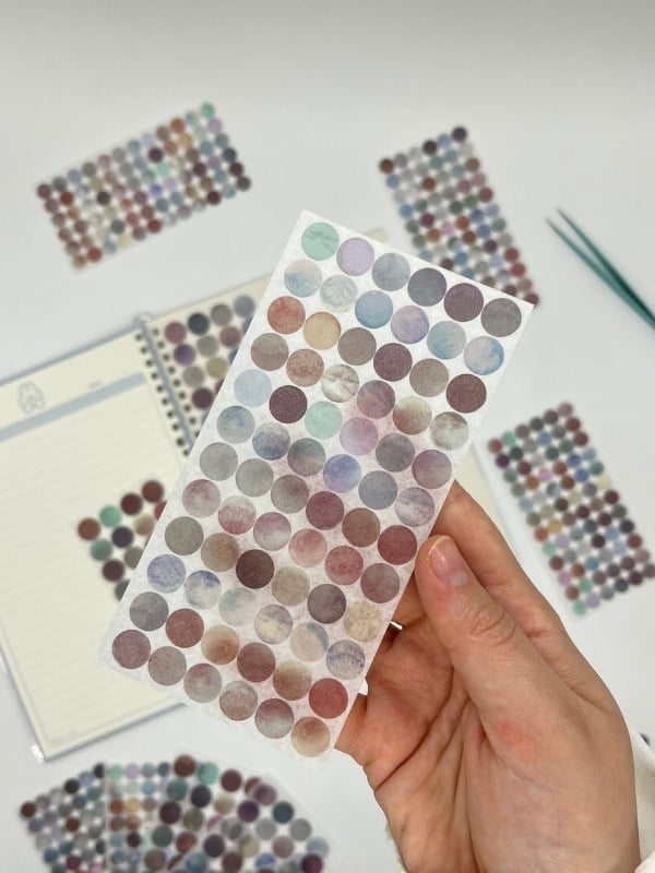 Monet Garden Pastel Tonları 6 Yaprak 312 Adet Yuvarlak Kağıt Sticker Seti / Etiket / Çıkartma