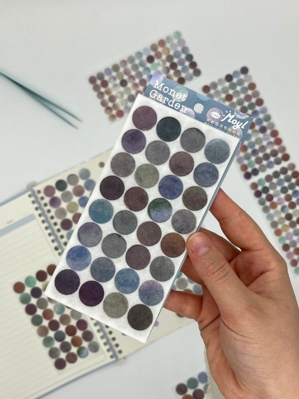 Monet Garden Pastel Tonları 6 Yaprak 312 Adet Yuvarlak Kağıt Sticker Seti / Etiket / Çıkartma