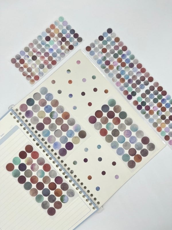 Monet Garden Pastel Tonları 6 Yaprak 312 Adet Yuvarlak Kağıt Sticker Seti / Etiket / Çıkartma
