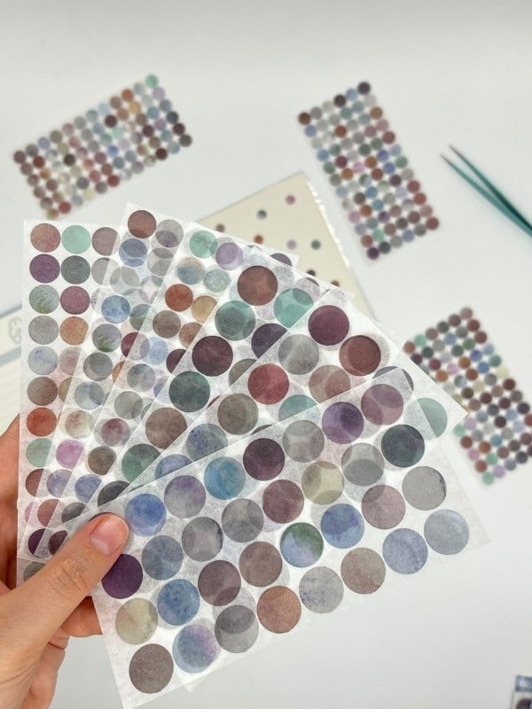 Monet Garden Pastel Tonları 6 Yaprak 312 Adet Yuvarlak Kağıt Sticker Seti / Etiket / Çıkartma
