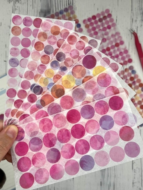 Monet Garden Pembe Tonları 6 Yaprak 312 Yuvarlak Kağıt Sticker Seti Etiket / Çıkartma  