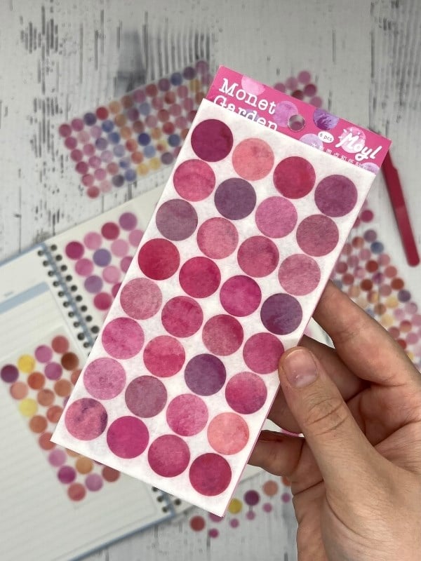 Monet Garden Pembe Tonları 6 Yaprak 312 Yuvarlak Kağıt Sticker Seti Etiket / Çıkartma  