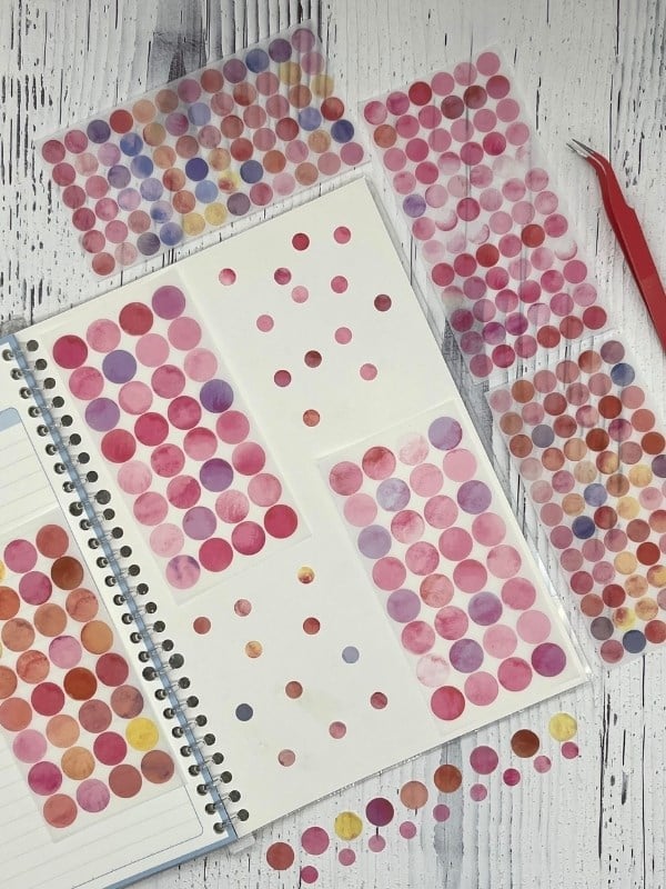 Monet Garden Pembe Tonları 6 Yaprak 312 Yuvarlak Kağıt Sticker Seti Etiket / Çıkartma  