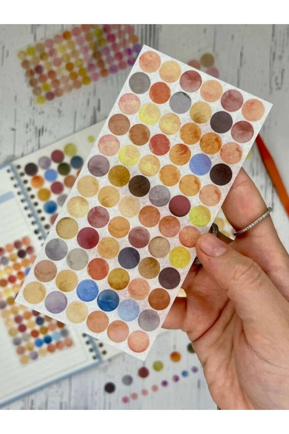 Monet Garden Sarı Tonları 6 Yaprak 312 Adet Yuvarlak Kağıt Sticker Seti / Etiket / Çıkartma 