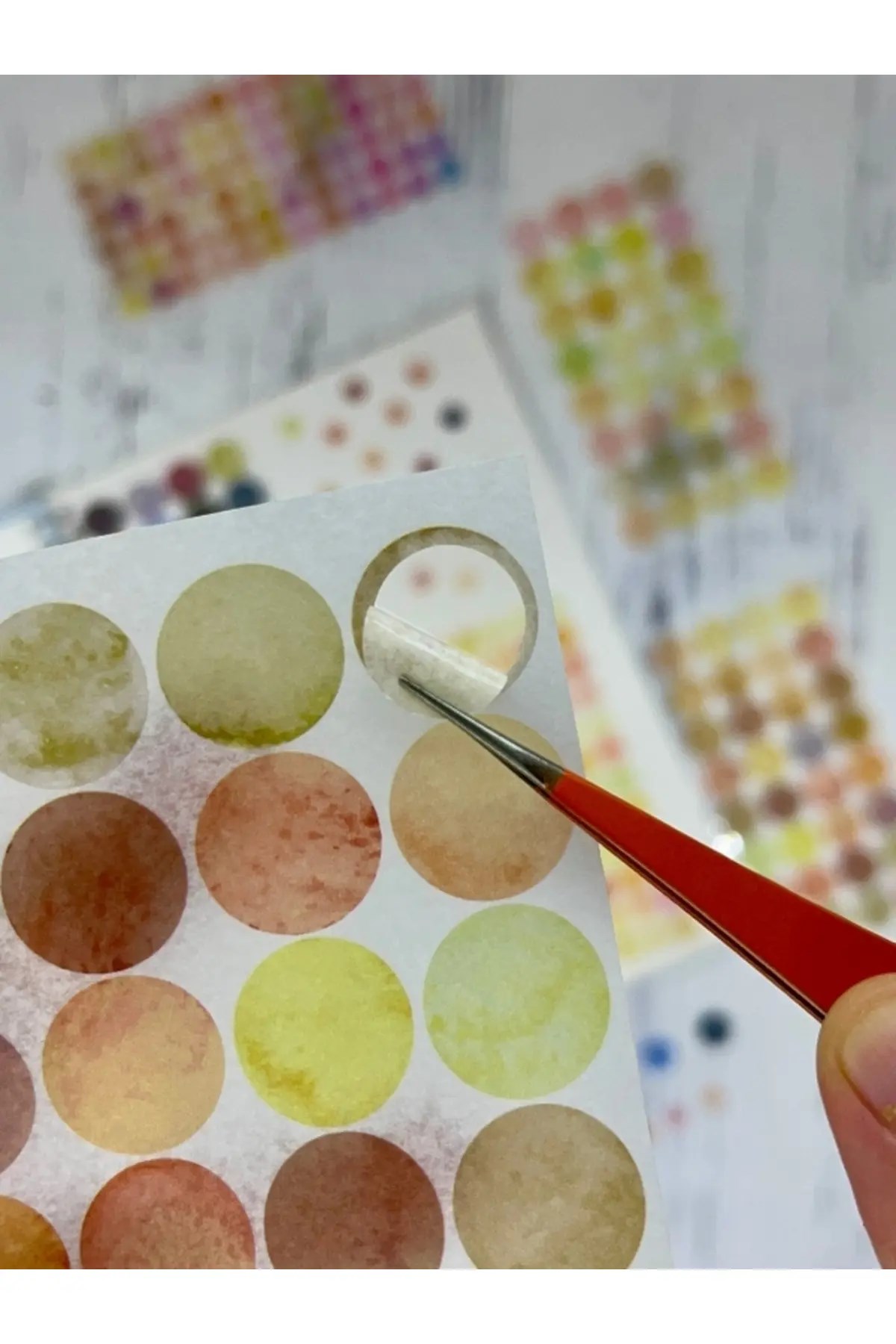 Monet Garden Sarı Tonları 6 Yaprak 312 Adet Yuvarlak Kağıt Sticker Seti / Etiket / Çıkartma 