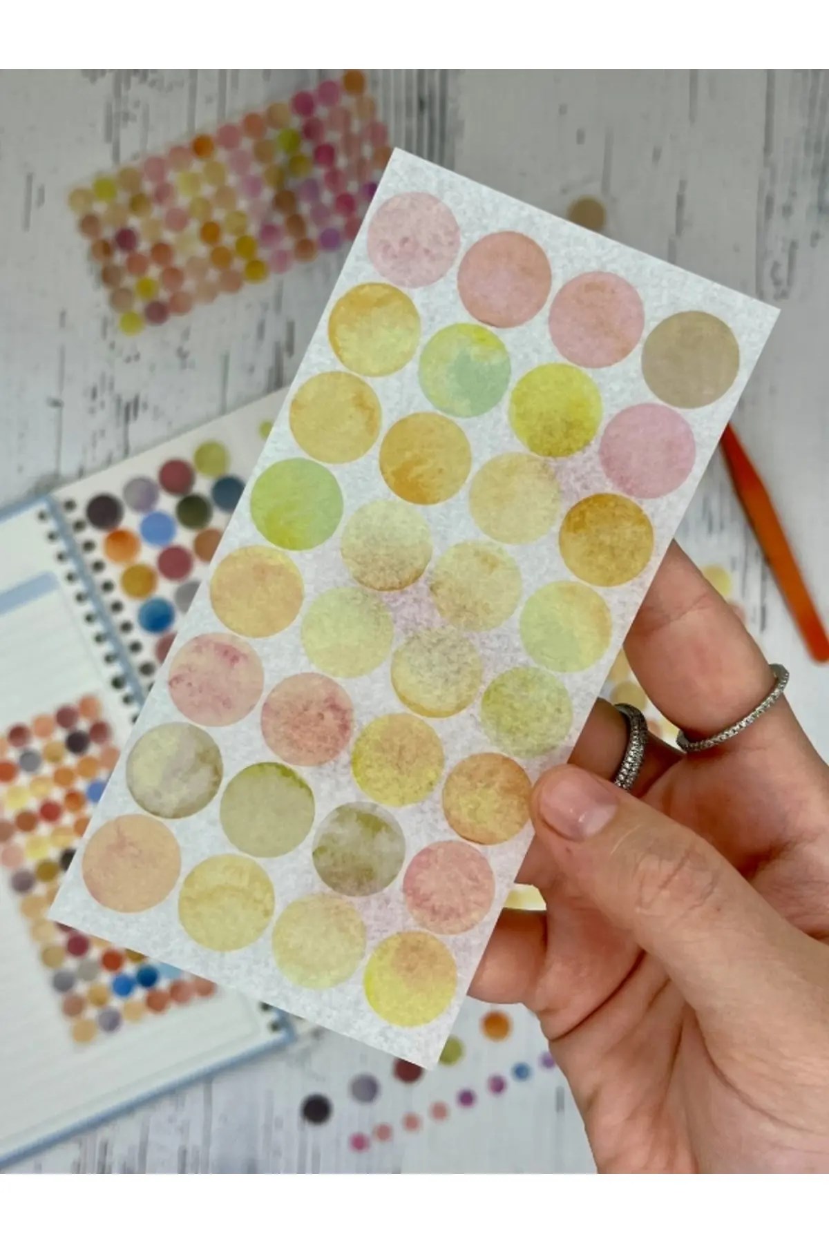 Monet Garden Sarı Tonları 6 Yaprak 312 Adet Yuvarlak Kağıt Sticker Seti / Etiket / Çıkartma 