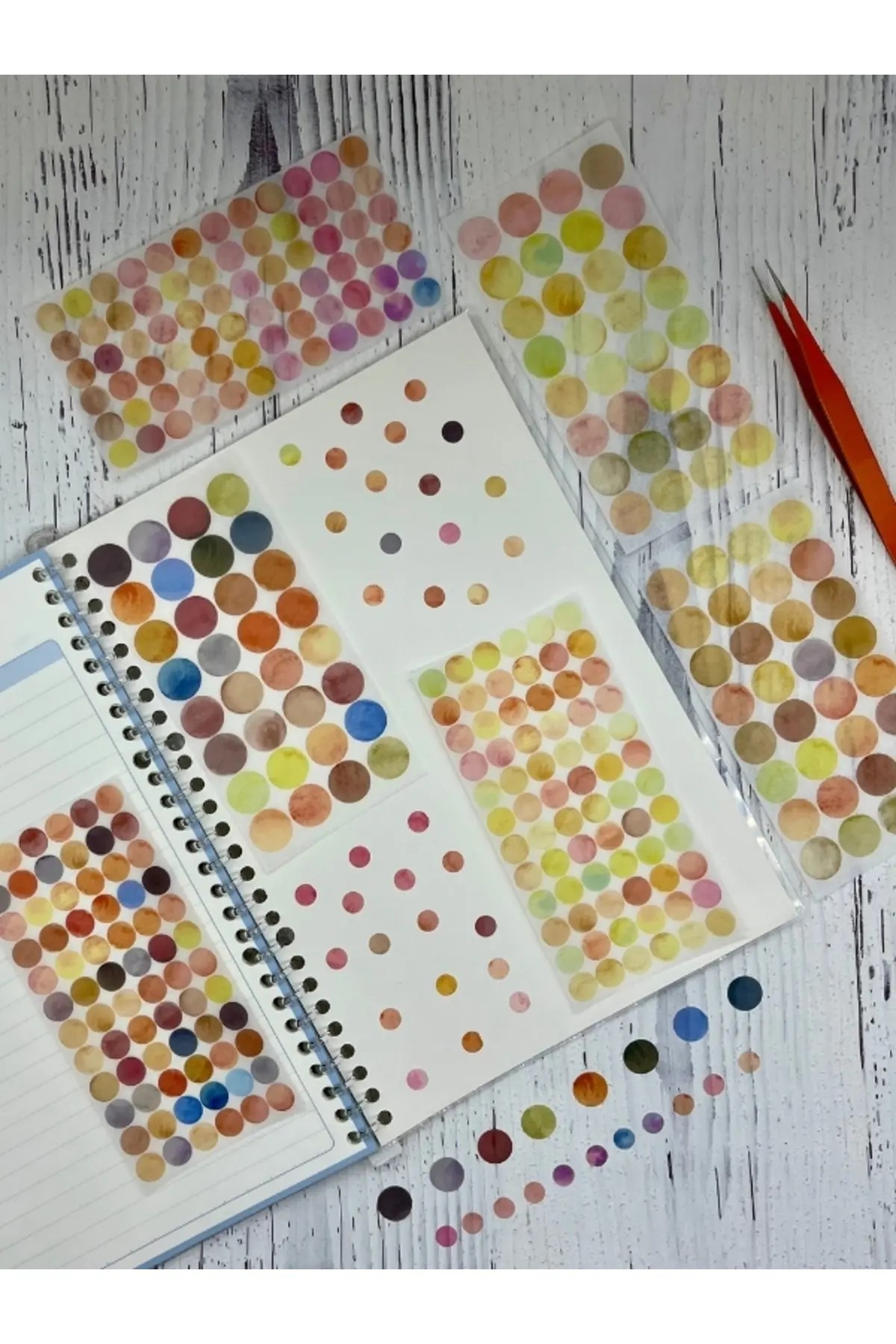 Monet Garden Sarı Tonları 6 Yaprak 312 Adet Yuvarlak Kağıt Sticker Seti / Etiket / Çıkartma 