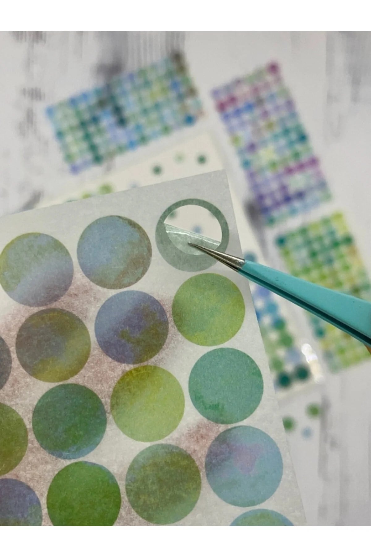 Monet Garden Yeşil Tonları 6 Yaprak 312 Adet Yuvarlak Kağıt Sticker/Etiket/Çıkartma 