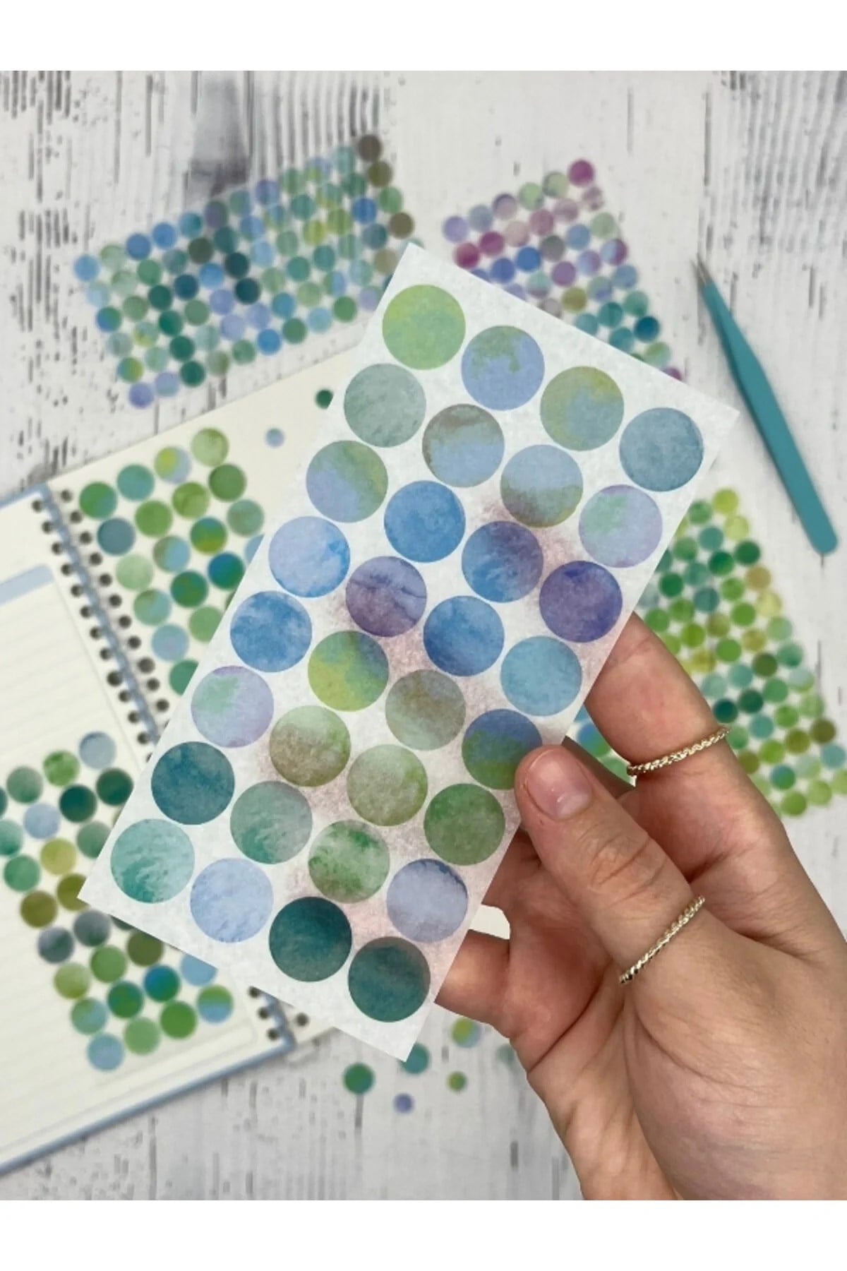 Monet Garden Yeşil Tonları 6 Yaprak 312 Adet Yuvarlak Kağıt Sticker/Etiket/Çıkartma 