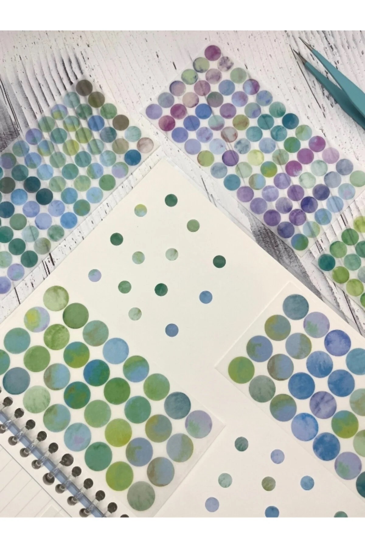 Monet Garden Yeşil Tonları 6 Yaprak 312 Adet Yuvarlak Kağıt Sticker/Etiket/Çıkartma 