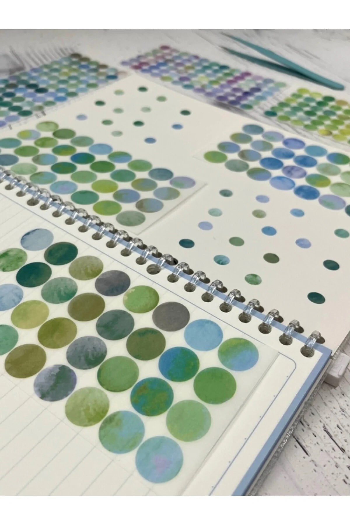 Monet Garden Yeşil Tonları 6 Yaprak 312 Adet Yuvarlak Kağıt Sticker/Etiket/Çıkartma 