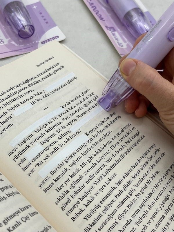 Mor Kalem Görünümlü Klikli Daksil/ Düzeltme Şeridi/Düzeltme Bandı/Tipeks/Tipex
