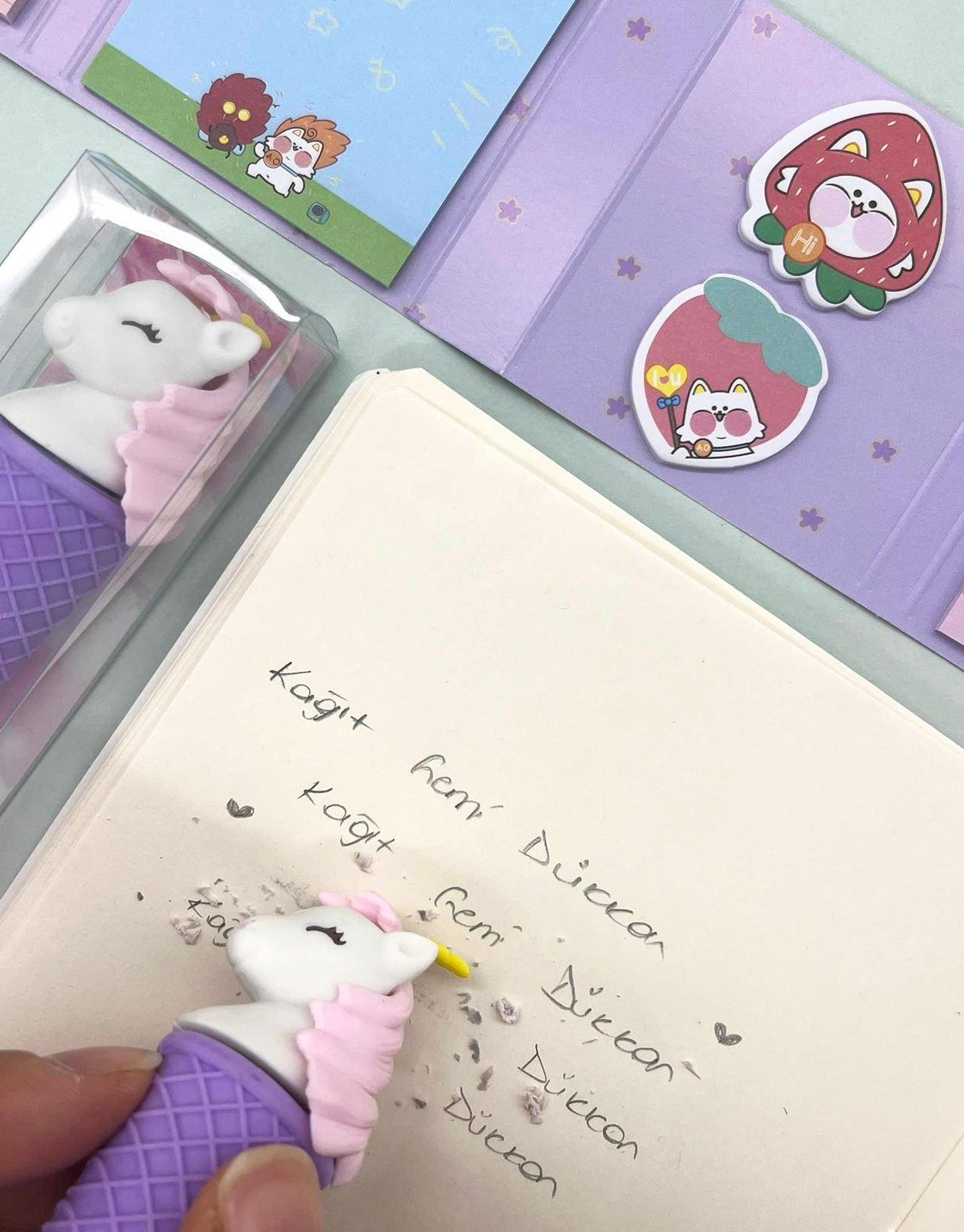 Mor Renkli Unicorn Külah Silgi