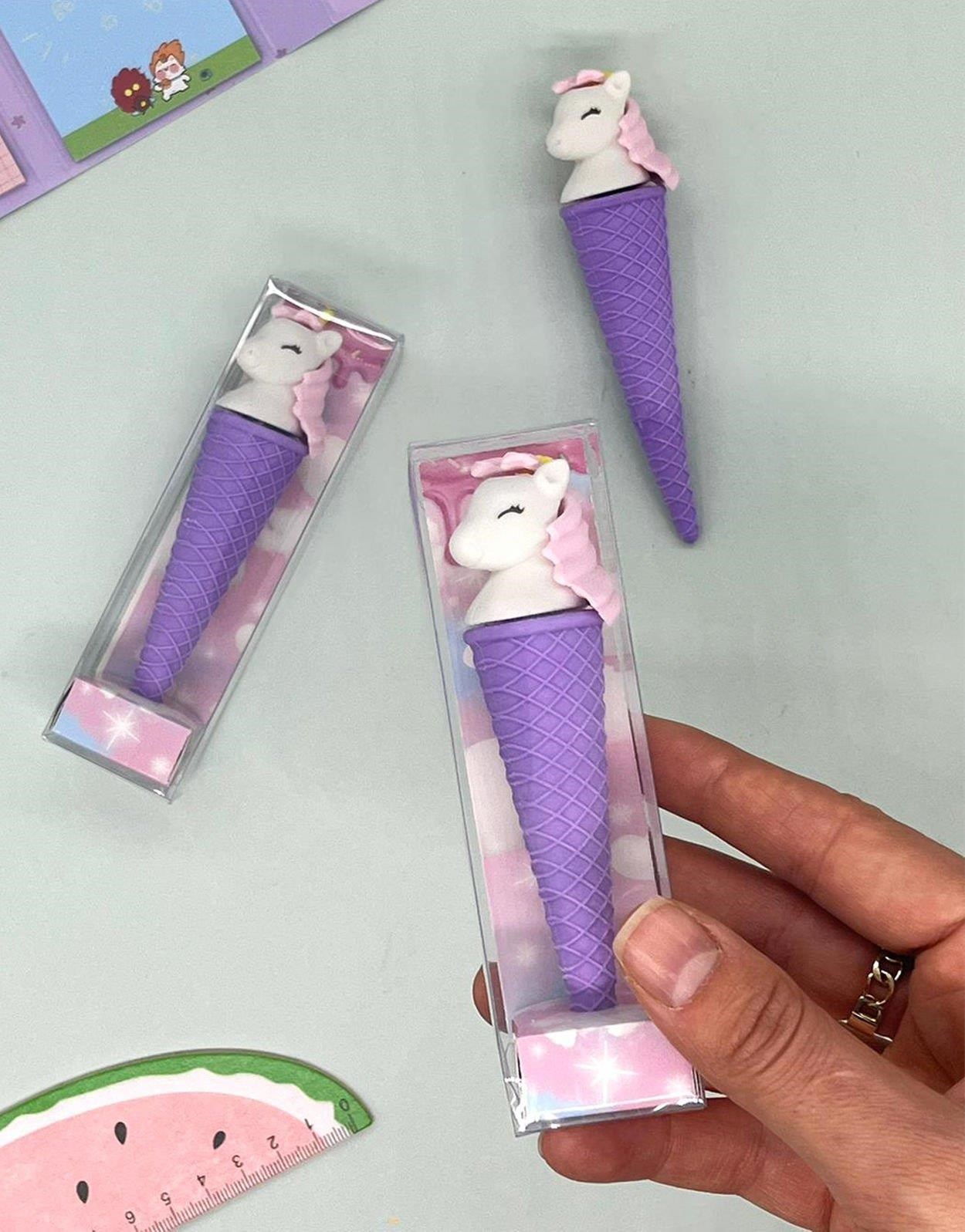 Mor Renkli Unicorn Külah Silgi