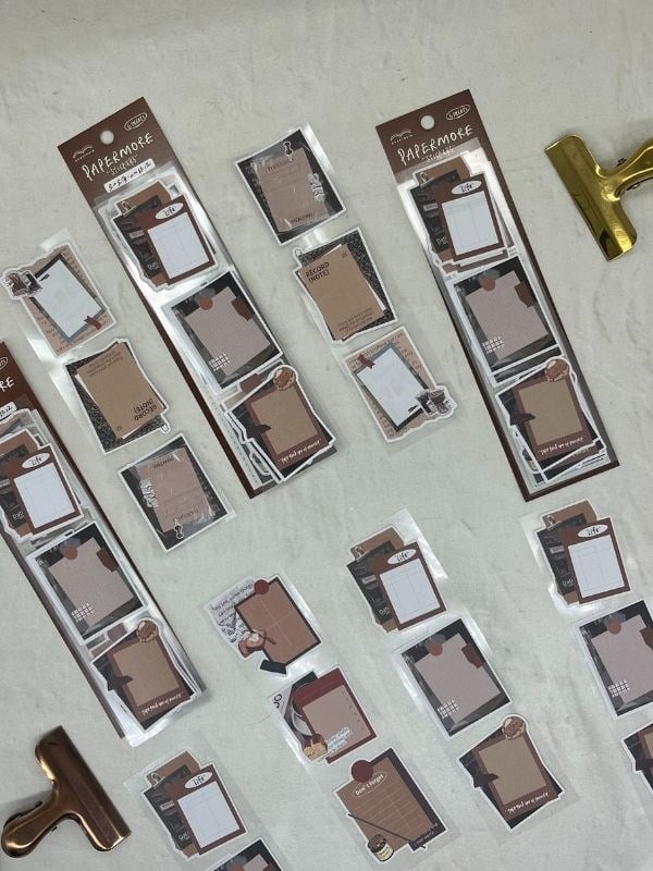 Mottolu Motivasyon 6 Yaprak 18 Adet Kahverengi Sticker Seti/Etiket/Çıkartma