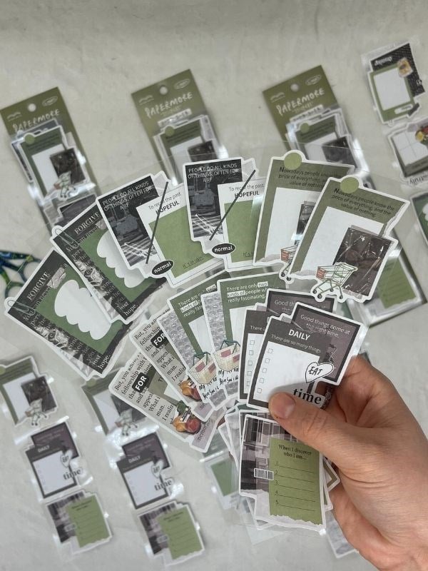 Mottolu Motivasyon 6 Yaprak 18 Adet Yeşil Renk Sticker Seti/Etiket/Çıkartma/Sticker