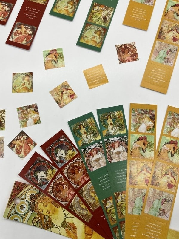 Mucha Art Gallery Tablo ve Mottolu 6 Yaprak 30 Adet Sticker Set/Etiket/Çıkartma/Bullet Journal