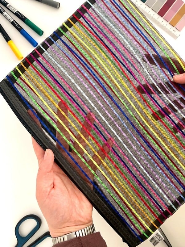 Neon Çizgili A4 Boy Tek Bölme Fermuarlı Organizer Dosya Çantası (32,5*23,5cm)/Toparlayıcı