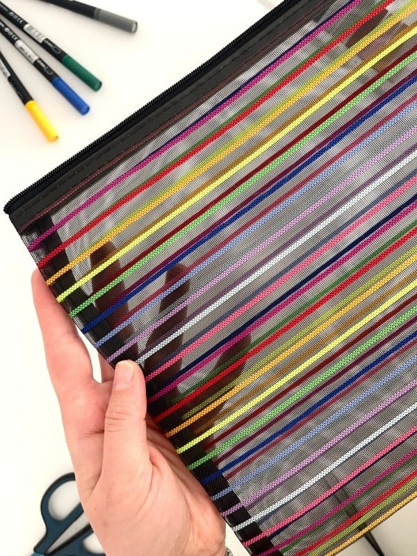 Neon Çizgili A4 Boy Tek Bölme Fermuarlı Organizer Dosya Çantası (32,5*23,5cm)/Toparlayıcı