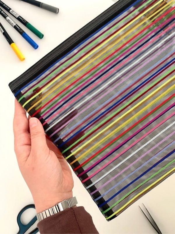Neon Çizgili A4 Boy Tek Bölme Fermuarlı Organizer Dosya Çantası (32,5*23,5cm)/Toparlayıcı