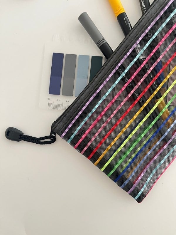 Neon Çizgili A6 Boy Tek Bölme Fermuarlı Organizer Dosya Çantası (23*12cm)/Toparlayıcı