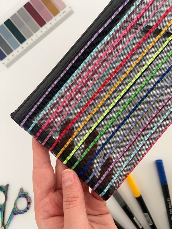 Neon Çizgili A6 Boy Tek Bölme Fermuarlı Organizer Dosya Çantası (23*12cm)/Toparlayıcı