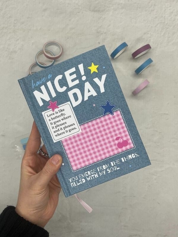 Nice Day Kot Desenli Renkli Özel Tasarımlı Ajanda /Scrapbook/Notebook/Bullet Journal