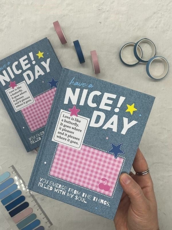 Nice Day Kot Desenli Renkli Özel Tasarımlı Ajanda /Scrapbook/Notebook/Bullet Journal