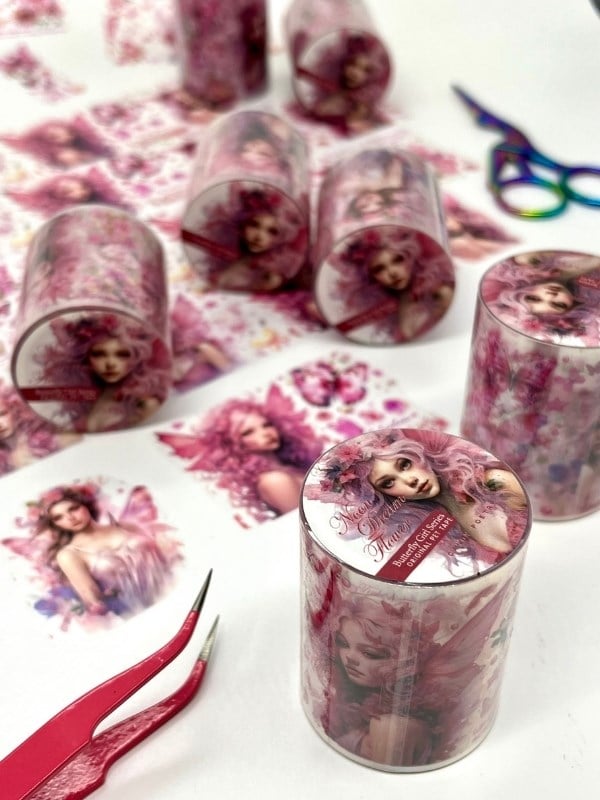 Noon Dream Flower Butterfly Girl Serisi 2m Washi Bant / Washi Tape / Masking Tape / Desenli Bant / Bullet Journal