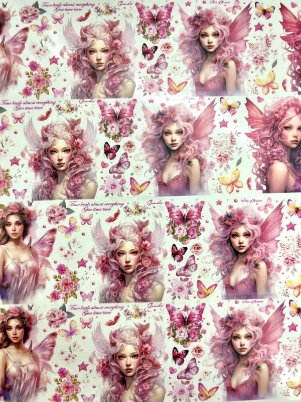 Noon Dream Flower Butterfly Girl Serisi 2m Washi Bant / Washi Tape / Masking Tape / Desenli Bant / Bullet Journal