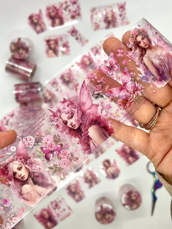 Noon Dream Flower Butterfly Girl Serisi 2m Washi Bant / Washi Tape / Masking Tape / Desenli Bant / Bullet Journal