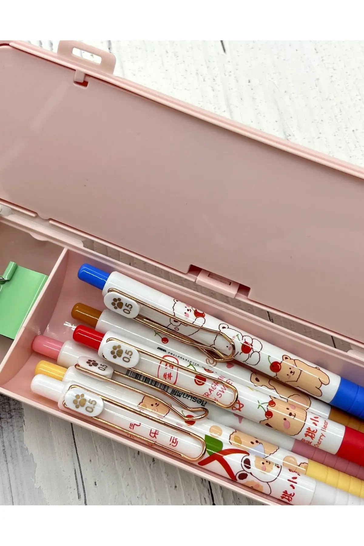 Oval Sert Kapaklı Pembe Kalem Kutu / Çanta / Pencil Box / Düzenleyici