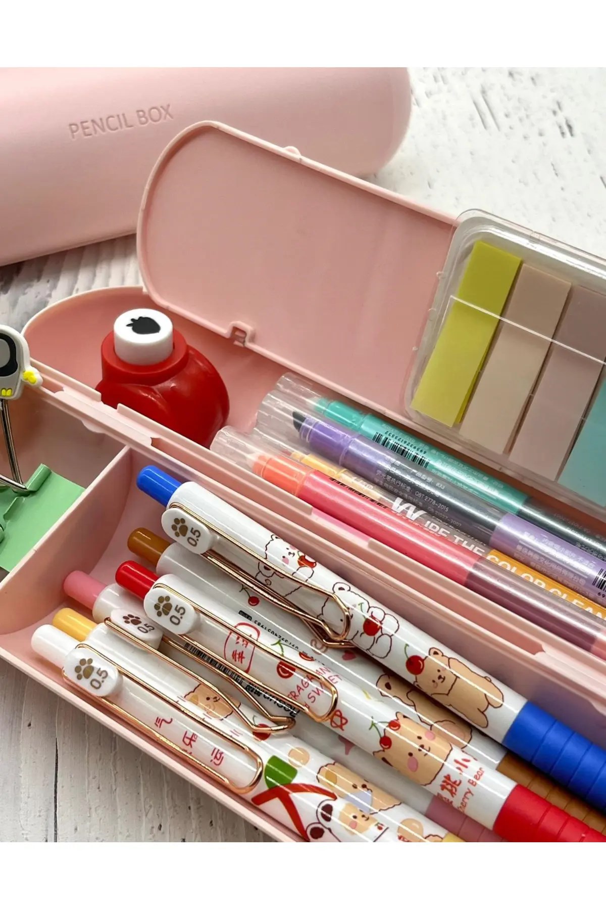 Oval Sert Kapaklı Pembe Kalem Kutu / Çanta / Pencil Box / Düzenleyici
