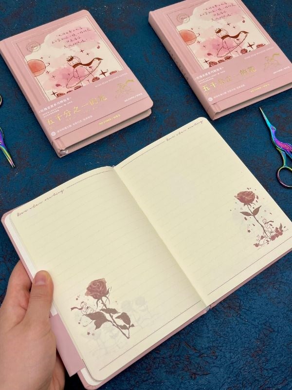 Özel Tasarım Küçük Prens Pembe Renk Defter / Notebook/ Bullet Journal
