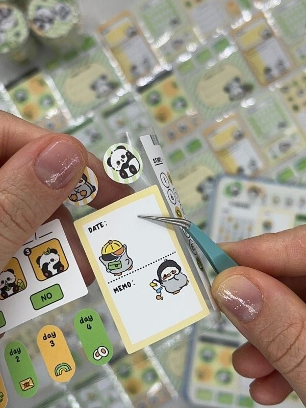 Panda Temalı Tek Tek Çıkartmalı Haftalık-Aylık Planlayıcı Motivasyon Stickerı Washi Bant/Etiket/Bullet Journal