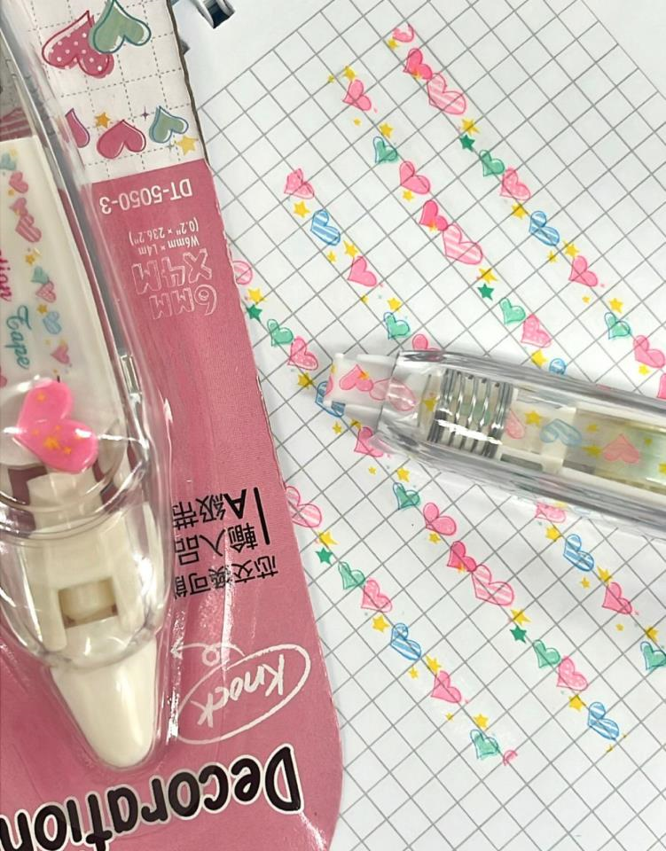 Parıltılı Kalp Desenli Süsleme Bandı Tipex / Tipeks / Bullet Journal