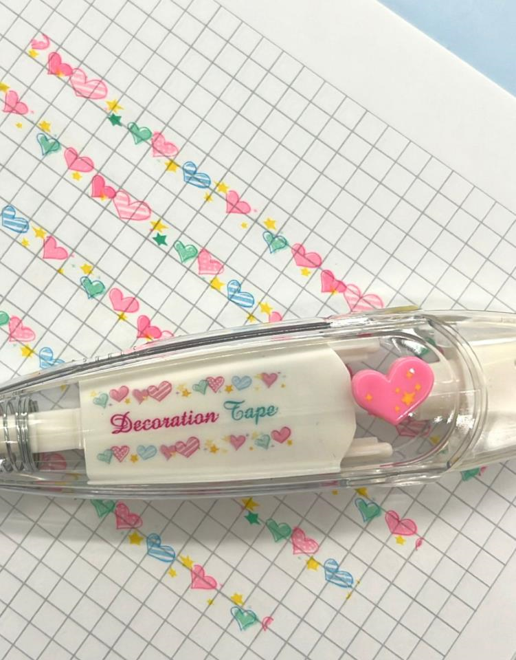 Parıltılı Kalp Desenli Süsleme Bandı Tipex / Tipeks / Bullet Journal