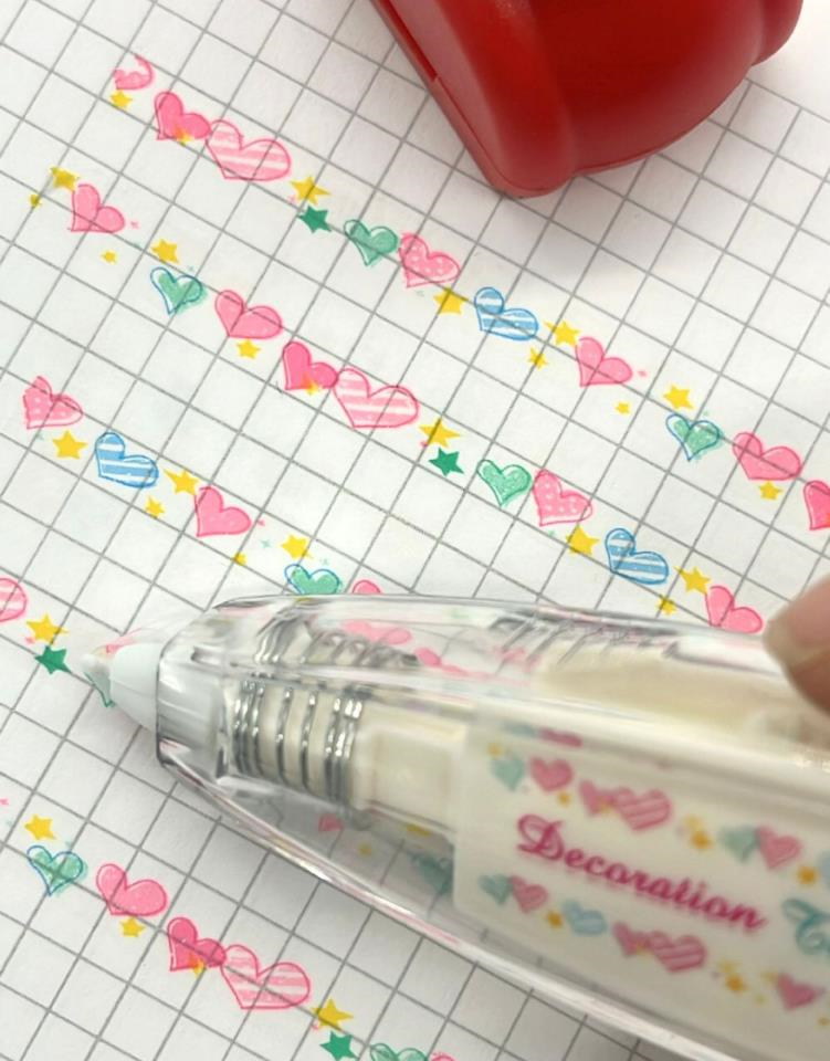 Parıltılı Kalp Desenli Süsleme Bandı Tipex / Tipeks / Bullet Journal