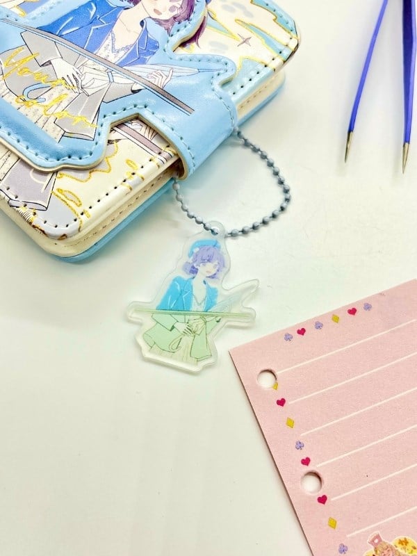Pastel Mavi Anime Kız Temalı Charmlı Mini Planlayıcı Spiralli Defter/80 Yaprak/Mıknatıslı Ajanda