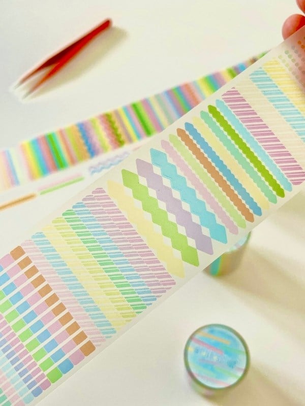 Pastel Renkli Çizgi ve Şerit Desen 2m 492 Adet Tek Tek Çıkartmalı Sticker Washi Bant/Etiket/Çıkartma