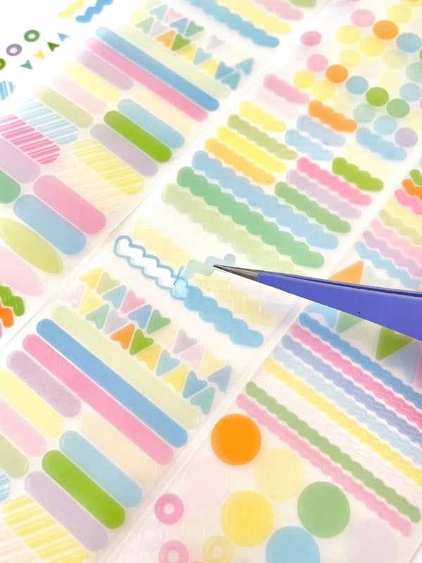 Pastel Renkli Nokta Çizgi Şerit 2m 504 Adet Tek Tek Çıkartmalı Sticker Washi Bant/Etiket/Çıkartma