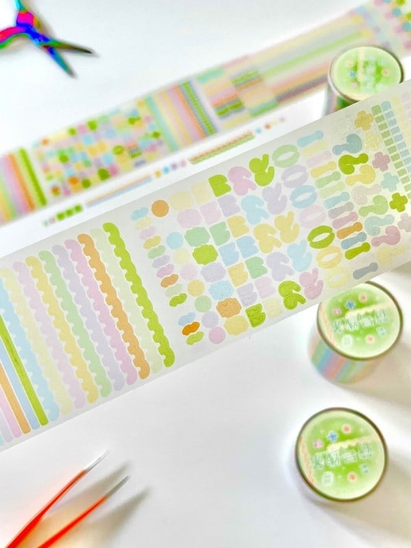 Pastel Renkli Noktalama İşaretleri Desenli 2m 1650Adet Tek Tek Çıkartma Sticker Washi Bant/Etiket