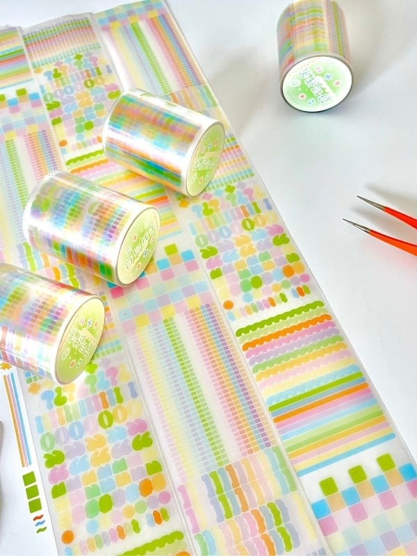 Pastel Renkli Noktalama İşaretleri Desenli 2m 1650Adet Tek Tek Çıkartma Sticker Washi Bant/Etiket