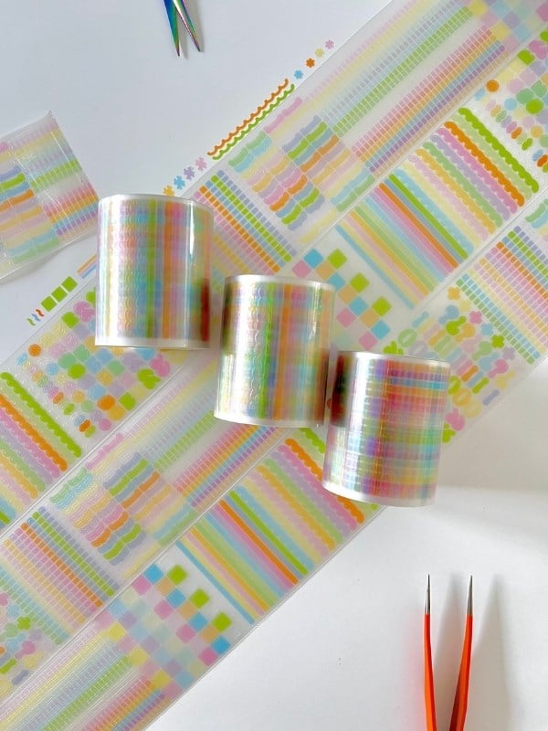 Pastel Renkli Noktalama İşaretleri Desenli 2m 1650Adet Tek Tek Çıkartma Sticker Washi Bant/Etiket