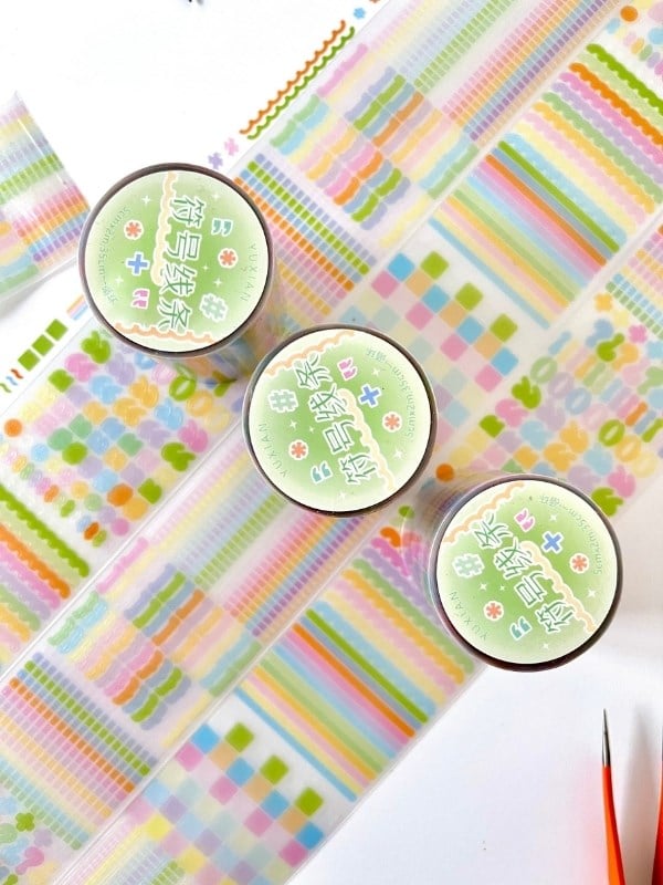 Pastel Renkli Noktalama İşaretleri Desenli 2m 1650Adet Tek Tek Çıkartma Sticker Washi Bant/Etiket