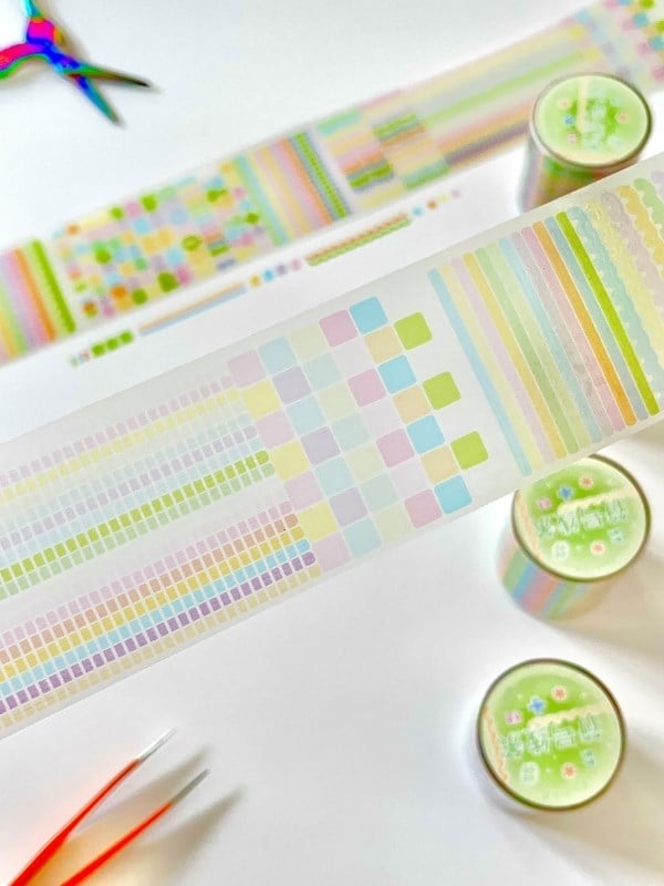 Pastel Renkli Noktalama İşaretleri Desenli 2m 1650Adet Tek Tek Çıkartma Sticker Washi Bant/Etiket