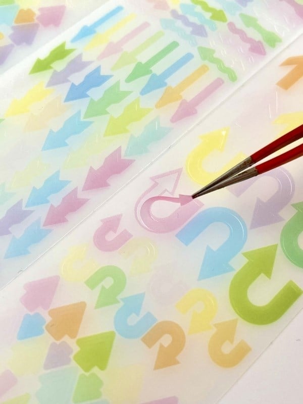 Pastel Renkli Ok Desenli 2m 876 Adet Tek Tek Çıkartmalı Sticker Washi Bant/Etiket/Çıkartma