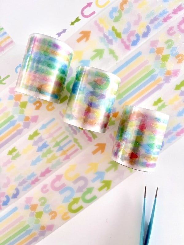 Pastel Renkli Ok Desenli 2m 876 Adet Tek Tek Çıkartmalı Sticker Washi Bant/Etiket/Çıkartma