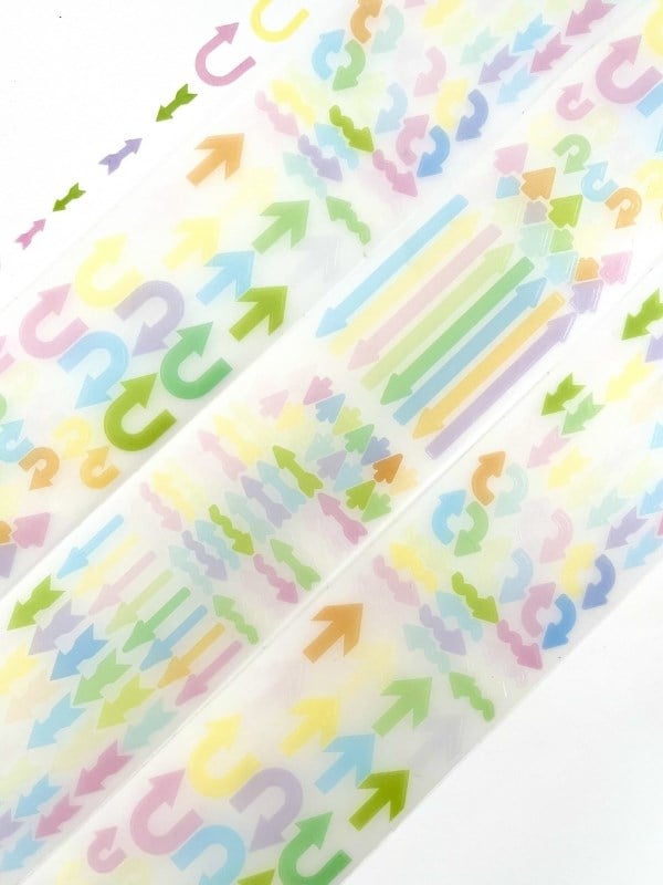 Pastel Renkli Ok Desenli 2m 876 Adet Tek Tek Çıkartmalı Sticker Washi Bant/Etiket/Çıkartma