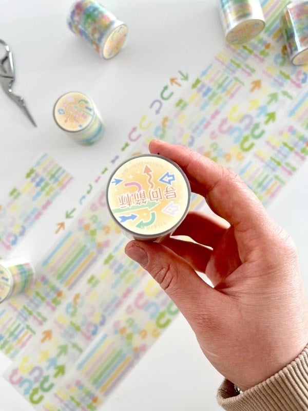 Pastel Renkli Ok Desenli 2m 876 Adet Tek Tek Çıkartmalı Sticker Washi Bant/Etiket/Çıkartma